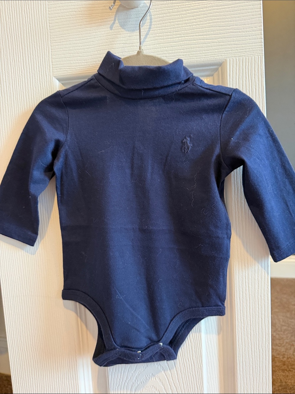 Ralph Lauren baby Navy Long-Sleeve Turtleneck Bodysuit 3m new with tags